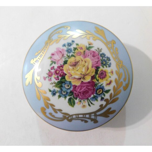 Vintage Limoges France Porcelain Trinket Box With Lid Floral Design Gold Accents - Picture 9 of 11